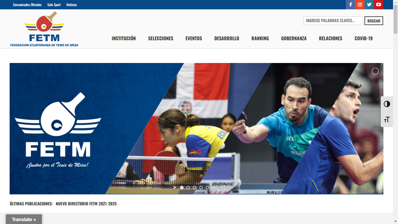 FETM present el renovado sitio web del tenis de mesa ecuatoriano